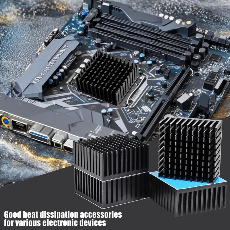 Manesi 4PCS Black Aluminum Heat Sink with Thermal Conductive Adhesive Tape, 40×40×20mm Heatsink Cooler for Cooling VRM GPU Stepper Driver 3D Printer Stepper Motor - Image 4